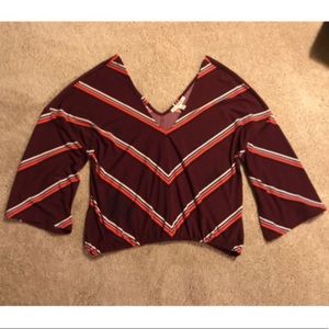 Express semi-cropped striped shirt